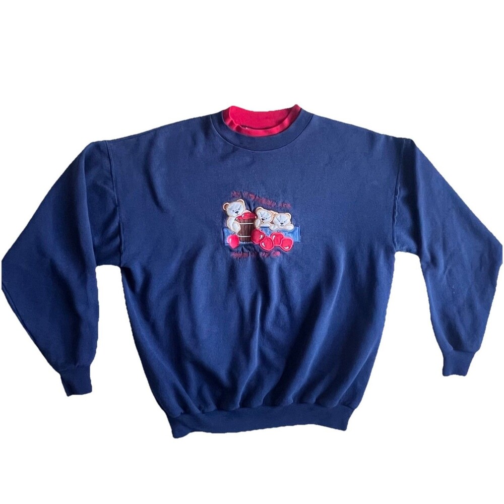 Vtg Grandma M&C Energy Sportswear Blue Grandkids Apple of My Eye Sweatshirt M